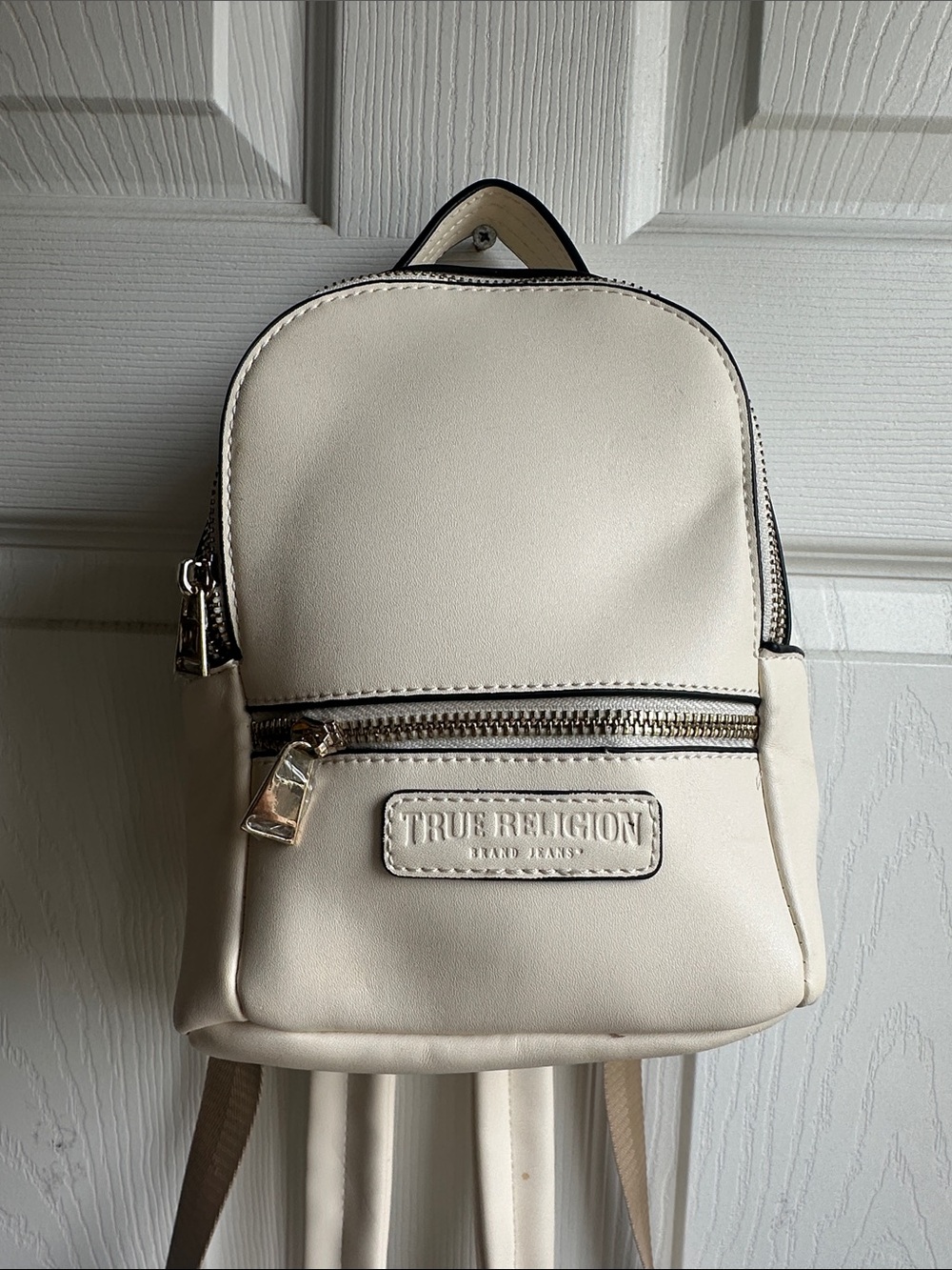 True Religion Cream Mini Rucksack with Logo Patch